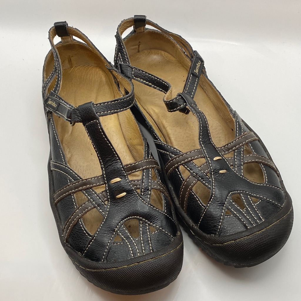 Jambu Black Leather Flats 590